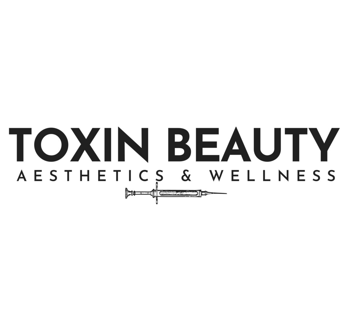 A black and white logo of toxin beauty